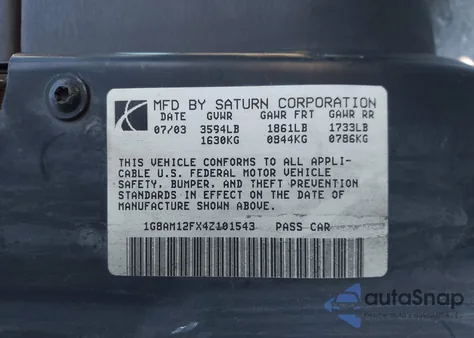 2004 Saturn Ion 2 from USA, damaged, VIN 1G8AM12FX4Z101543